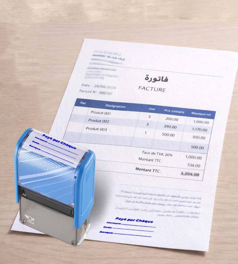 Tampon prêt –  Payé par chèque 